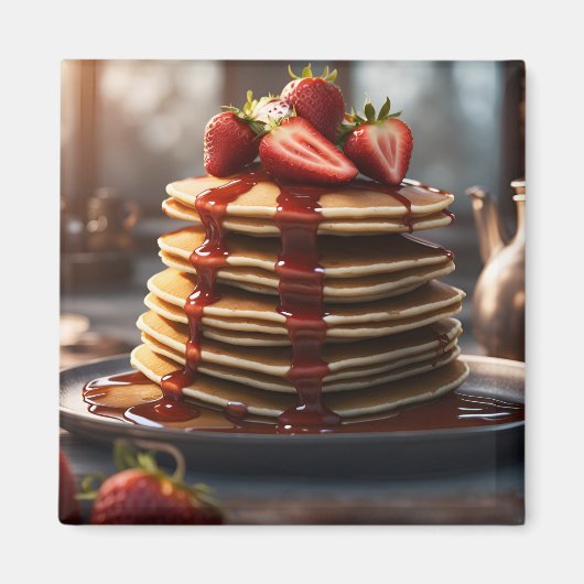Pfannkuchen mit Erdbeeren Magnet (Vorne)