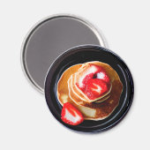 Pfannkuchen mit Erdbeeren Nahrung Magnet (Vorderseite/Rückseite)