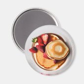 Pfannkuchen mit Erdbeeren Nahrung Magnet (Vorderseite/Rückseite)