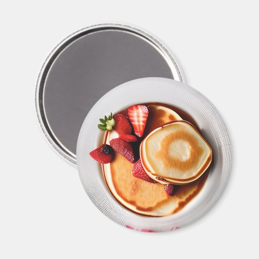 Pfannkuchen mit Erdbeeren Nahrung Magnet (Vorderseite/Rückseite)