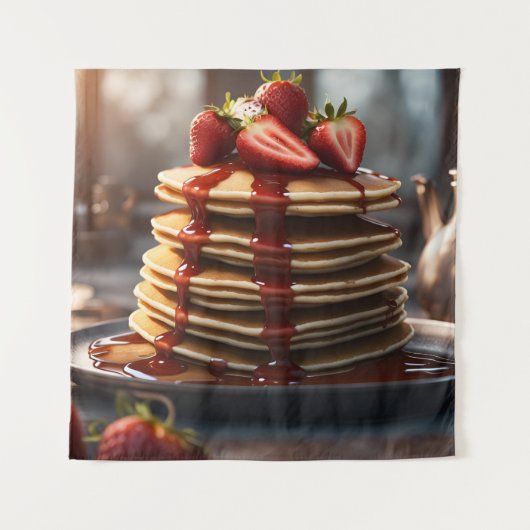 Pfannkuchen mit Erdbeeren Wandteppich (Vorderseite)
