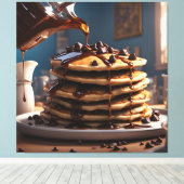 Pfannkuchen mit Schokoladenstückchen Leinwanddruck (Insitu (Holzboden))