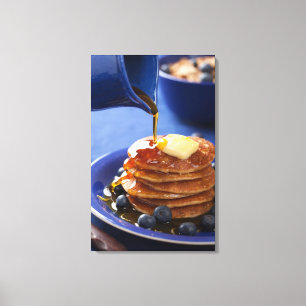 Pfannkuchen mit Sirup und Blaubeere Leinwanddruck