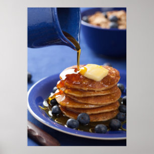 Pfannkuchen mit Sirup und Blaubeere Poster
