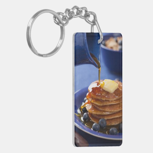 Pfannkuchen mit Sirup und Blaubeere Schlüsselanhänger (Vorderseite links)