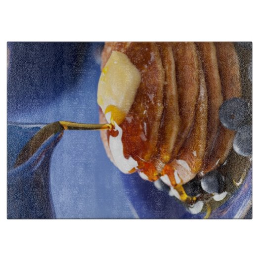 Pfannkuchen mit Sirup und Blaubeere Schneidebrett (Vorderseite)