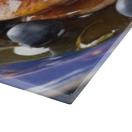 Pfannkuchen mit Sirup und Blaubeere Schneidebrett (Ecke)