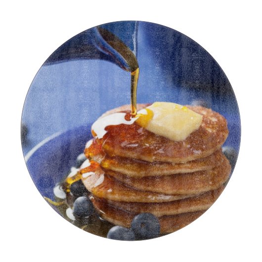 Pfannkuchen mit Sirup und Blaubeere Schneidebrett (Vorderseite)