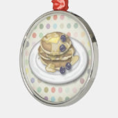 Pfannkuchen mit Sirup und Blaubeeren Silbernes Ornament (Links)