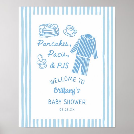Pfannkuchen, Pacis & PJs Jungen-Baby-Party Willkom Poster (Vorne)