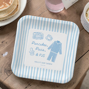 Pfannkuchen, Pacis & Pyjama Jungen-Baby-Party Pappteller