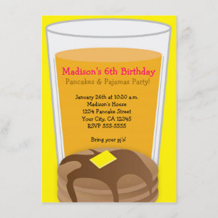 Pfannkuchen & Pyjama Gelbe Brunch-Party-Einladung Einladung