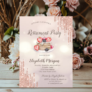 Pfannkuchen Rose Gold Tropfen Bokeh Ruhestand Einladung