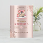 Pfannkuchen, Rose Gold Tropfen Geburtstag Einladung (Stehend Vorderseite)