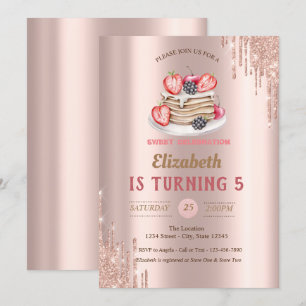 Pfannkuchen,Roségold-Tropfen Geburtstag Einladung