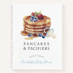 Pfannkuchen & Schnuller Blaues Babyshower-Gästebuc Notizblock