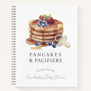 Pfannkuchen & Schnuller Graue Babyparty Gästebuch Notizblock