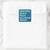 Pfannkuchen Strand Pizza Eiscreme Wiederholung Quadratischer Aufkleber (Tasche)