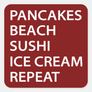 Pfannkuchen Strand Sushi Eiscreme Wiederholung Quadratischer Aufkleber