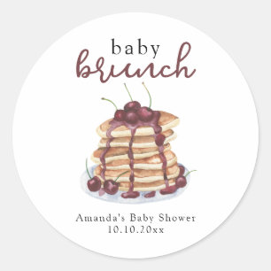 Pfannkuchen Süße Kirsche Baby Shower Runder Aufkleber
