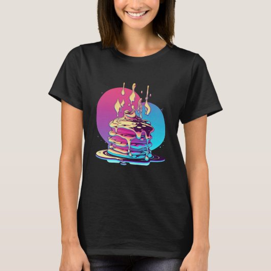 Pfannkuchen Synthwave 80er Retrowave-Ästhetik T-Shirt (Vorderseite)