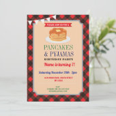 Pfannkuchen-u. Pyjama-Party-Weihnachtspyjamas rot Einladung (Stehend Vorderseite)