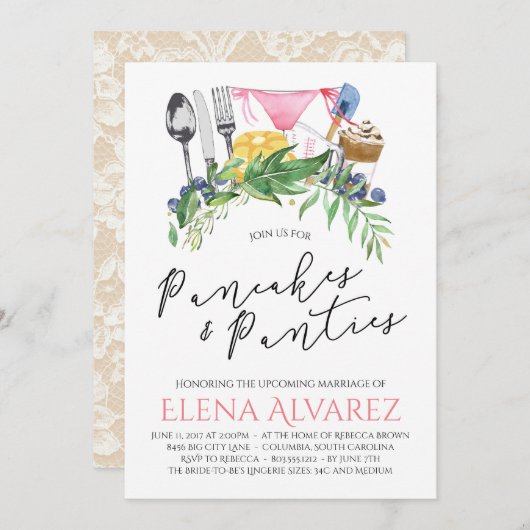 Pfannkuchen-u. Schlüpfer-Wäsche-Dusche laden 12x18 Einladung (Vorne/Hinten)