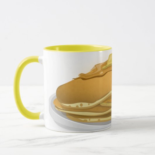 Pfannkuchen und Ahornsirup niedlich gelb und weiß Tasse (Links)