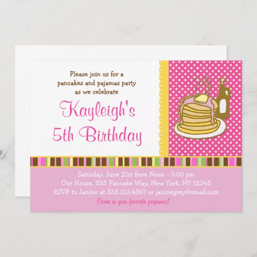 Pfannkuchen und einladung (Vorne/Hinten)