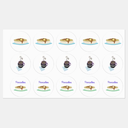 Pfannkuchen und Kaffee Etiketten (Blatt)