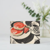 Pfannkuchen und Kaffee Postkarte (Stehend Vorderseite)