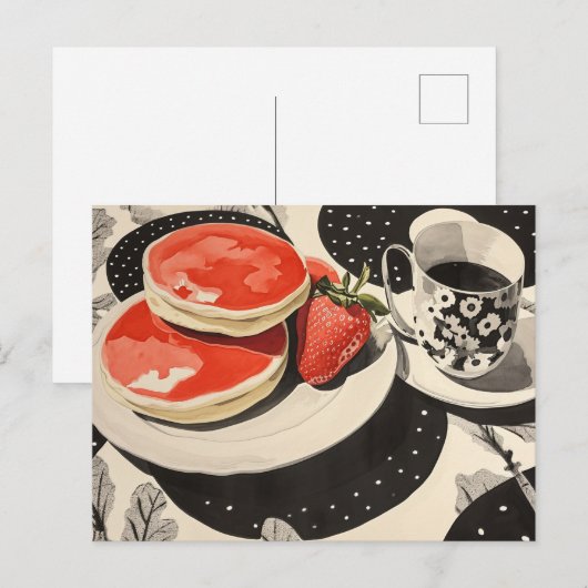 Pfannkuchen und Kaffee Postkarte (Vorne/Hinten)