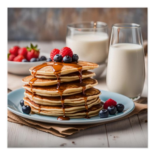 Pfannkuchen und Milch Poster (Vorderseite)