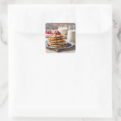 Pfannkuchen und Milch Quadratischer Aufkleber (Tasche)