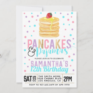 Pfannkuchen und Pajamas zum Geburtstag Einladung