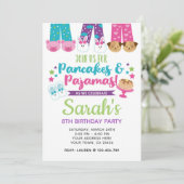 Pfannkuchen und Pajamas zum Geburtstag Einladung (Stehend Vorderseite)