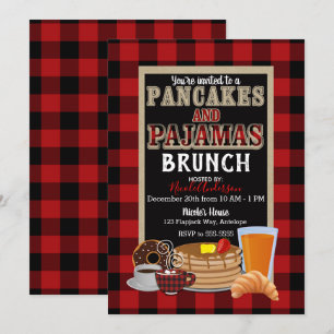 Pfannkuchen und Pyjama Brunch Roter Buffalo Karo M Einladung