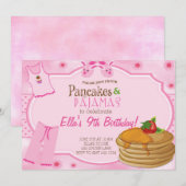 Pfannkuchen-und Pyjama-Geburtstags-Einladungen Einladung (Vorne/Hinten)
