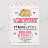 Pfannkuchen-und Pyjama-Geburtstags-Party Einladung (Vorne/Hinten)