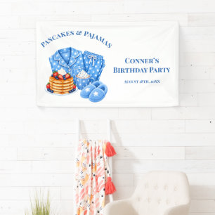 Pfannkuchen und Pyjama Jungen-Geburtstagsfeier Banner