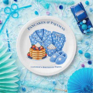 Pfannkuchen und Pyjama Jungen-Geburtstagsfeier Pappteller
