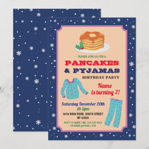 Pfannkuchen- und Pyjama-Party Weihnachten Geburtst Einladung