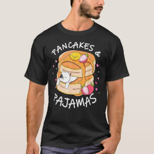 Pfannkuchen und Pyjama-Schlafparty Lustige Katze T-Shirt