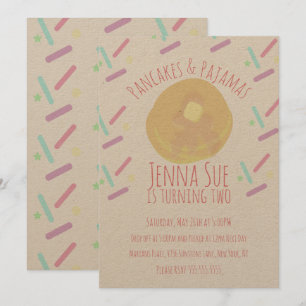 Pfannkuchen und Pyjama-Schlafübernachtung Streusel Einladung