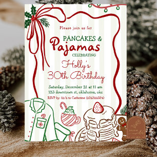 Pfannkuchen und Pyjama Weihnachten Geburtstag Einladung