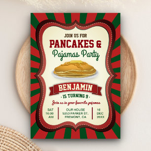 Pfannkuchen und Pyjamas Weihnachtsgeburtstagsfei Einladung
