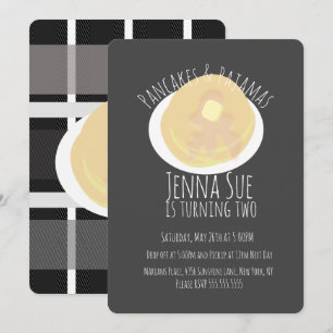 Pfannkuchen und Schlafanzug Pyjamaparty Mädchen    Einladung