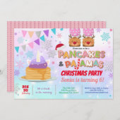 Pfannkuchen und Schlafanzug Weihnachtsgeburtstag E Einladung (Vorne/Hinten)