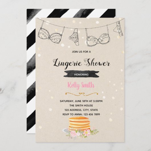 Pfannkuchen- und Schlüpfer-Party Einladung (Vorne/Hinten)