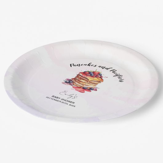 Pfannkuchen und Schnuller Brunch Babydusche Pappteller (Schrägansicht)